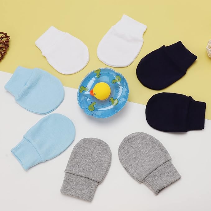 Newborn Baby Mittens No Scratch Cotton Elastic Wrist Gloves Infant Toddler Mittens for Baby Boy Girl 0-6 Months