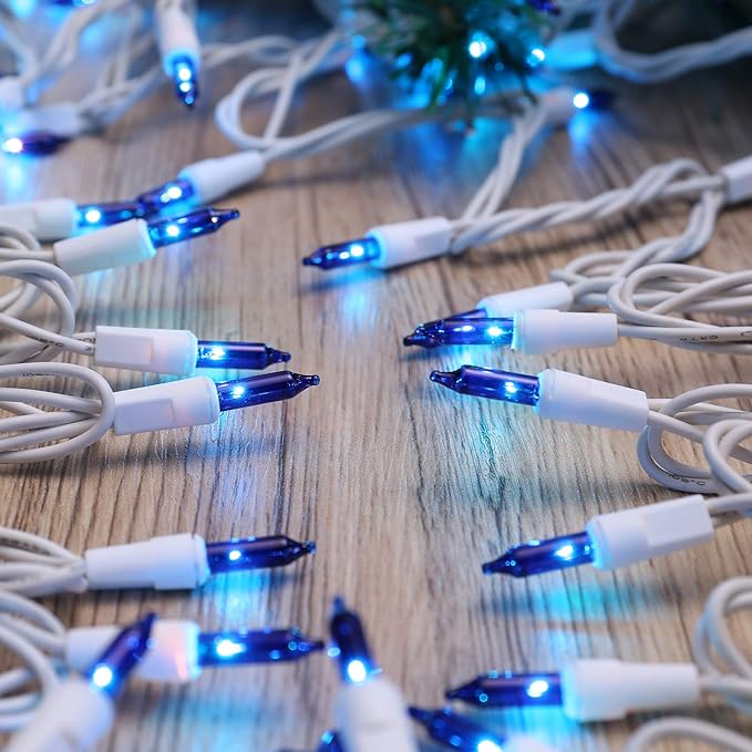 Brizled Blue Christmas Lights, 69.6ft 300 Count Mini Incandescent String Lights Connectable, 120V UL Certified String Lights White Cord, Indoor Xmas Lights for Bedroom Outdoor Tree Party Decorations