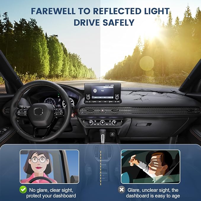 Dashboard Cover Mat Custom Fit for Honda HR-V 2023 2024 2025 Dash Cover Nonslip Dash Mat Protector Sunshade No Glare Black