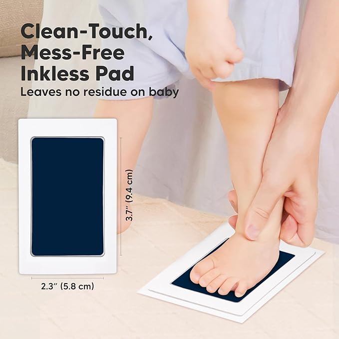 4-Pack Inkless Baby Hand and Footprint Kit - Mess Free Ink Pad for Newborn Keepsake, Dog Nose & Paw Print Kit, Clean Touch Ink Pad for Baby Hand & Footprints, Ideal New Mom Gifts (Navy)