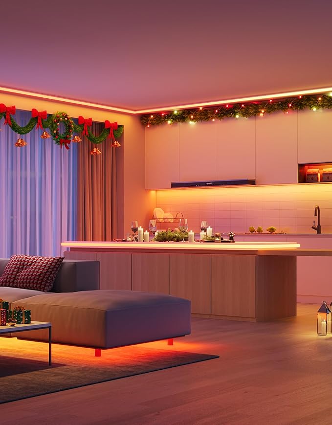 Govee 32.8ft LED Strip Lights RGBIC App Control, Smart LED Strips with Segmented Color Control Intelligent Color Picking, Music Sync LED Lights for Bedroom, Kitchen, Party, Home Decor (2x16.4ft)
