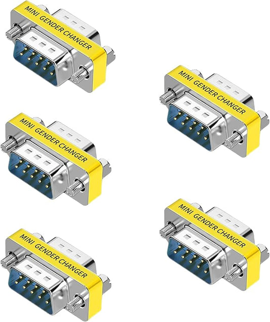 db9 Connector Null Modem Adapter，9-Pin Serial vga Adapter RS232 db9 Gender Changer,for Computer and Industrial Device Data Transfer(M-M (5P))