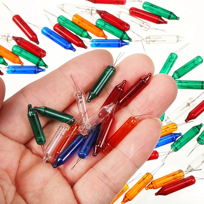 Mudder 200 Count 2.5V Christmas 50/100/150/200 Count Mini Incandescent Wire String Lights Replacement Bulbs Indoor/Outdoor Christmas Lights Decorations for Home Xmas Tree(Bright Color)