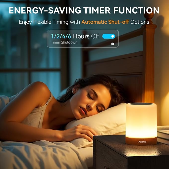 Auxmir LED Night Light Bedside Lamp Touch and Remote Control Dimmable Tabletop 13 Colors Changing 5 Brightness Adjustable Rechargeable Portable Lamp for Baby Kids Bedroom Living Room Outdoor Camping