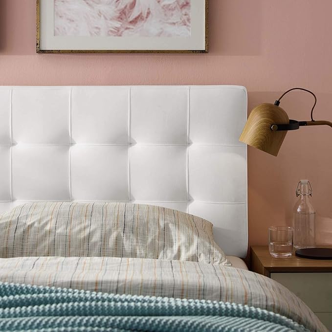 Modway Lily Queen Biscuit Tufted Performance Velvet Headboard, White