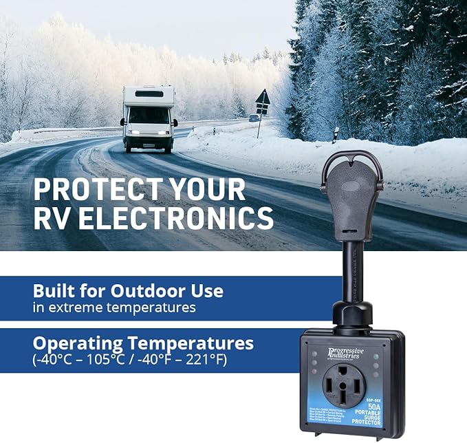 Progressive Industries SSP-50X Portable RV Smart Surge Protector, Black, 50 Amp