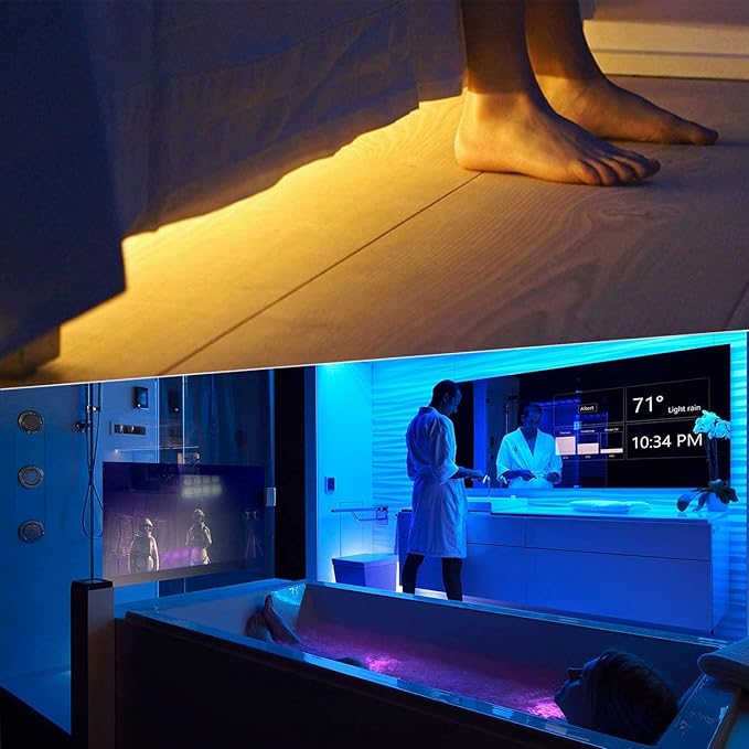 CHARKEE 50ft LED Lights USB-Powered, RGB Strip Lighting for Bedroom/TV Backlight/Gaming Lighting, Color Changing Bluetooth Led Lights with Smart App Control, Music Sync Sound Reaction