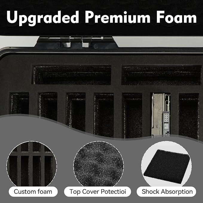 Hard Drive Case Fits 25-Bay Protection 3.5" HDD | High-Density Protective Foam | External Hard Drive Organizer Storage Box Travel Carrying Suitcase with Handle