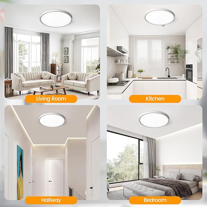 TALOYA Ceiling Light,4 Pack,12 Inch,20W,5 Color Selectable White Flush Mount Ceiling Light for Bedroom,Kitchen,Living Room,Hallway,Laundry