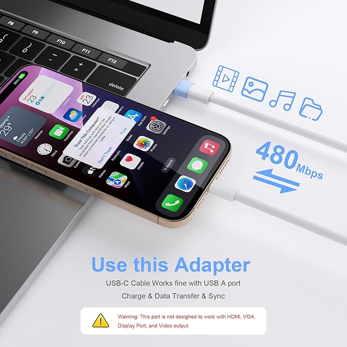 USB to USB C Adapter 3 Pack, Type C Female to A Male Car Charger OTG Converter for Apple Watch Ultra 8 9 10,iPhone 15/16/17 Pro Max,Galaxy S25/S24, MacBook, iPad, AirPods,Pixel,PS4(Blue)