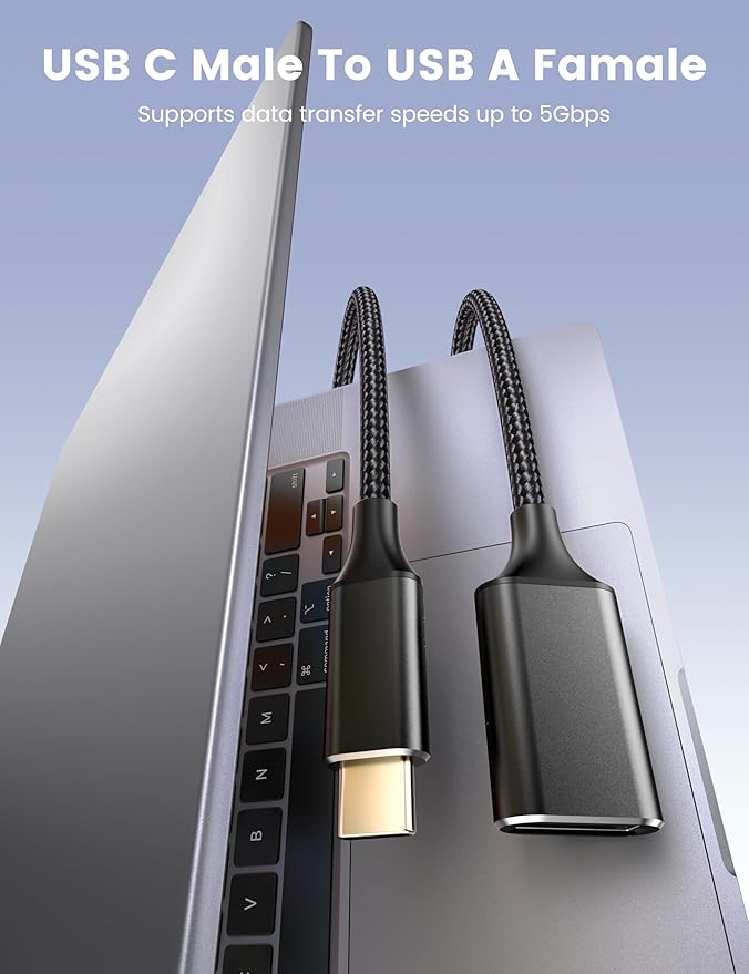 USB Female to USB C Male Cable(6.6ft/2M),Type-C Male to USB3.0 OTG Cable 5Gbps Data Transfer Compatible for Phone/Laptop/Tablet/Switch USBC Device