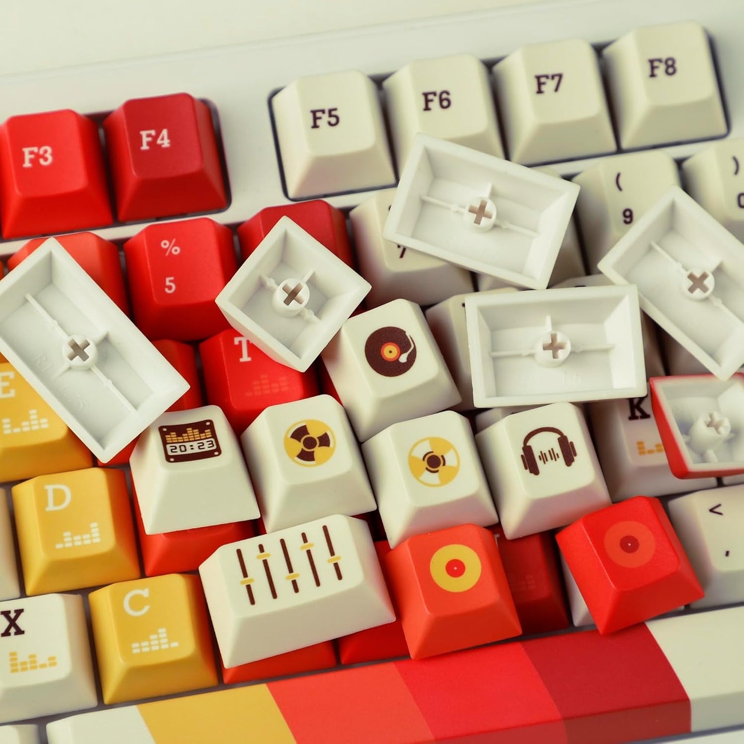 YMDK 1970 Music Cherry Profile 131 Keys Dye Sublimation Thick PBT Keycap for MX Mechanical Keyboards 61 68 84 87 96 104