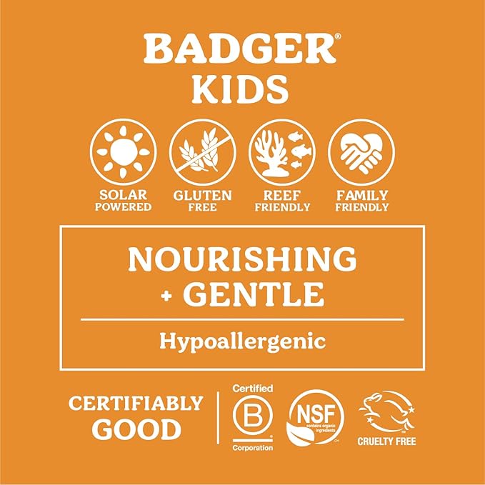 Badger Mineral Kids Sunscreen Face Stick SPF 35, Zinc Oxide Travel Size Sunscreen Stick for Kids, 97% Organic Ingredients, Reef Safe, Water Resistant, .65 oz, 2-Pack
