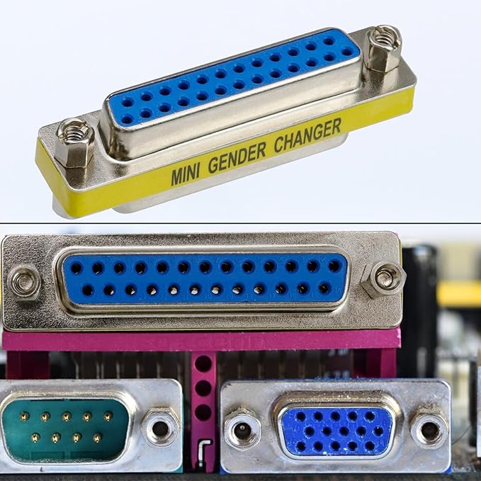 Antrader 4-Pack DB25 25 Pin Serial Port Female to Female Mini Gender Changer Coupler Adapter RS232 Connector