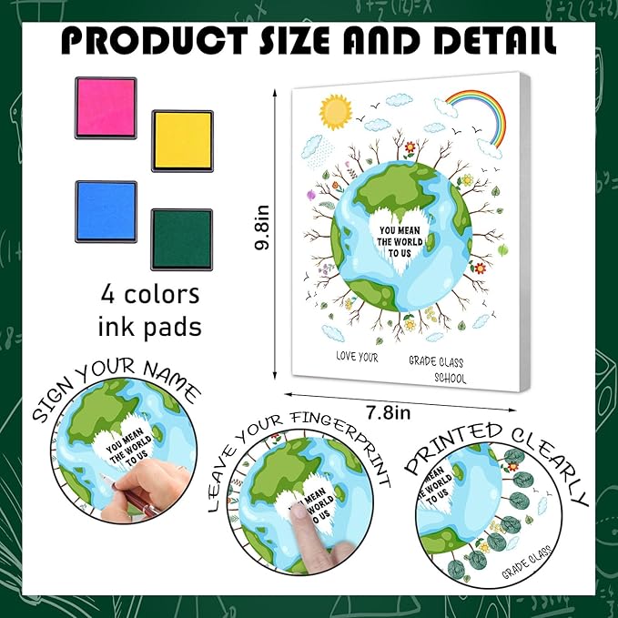 SHLINCO Teacher gift, thank you female teacher, creative fingerprint art souvenir, year-end gift, student DIY creativity, suitable for desktop ornaments