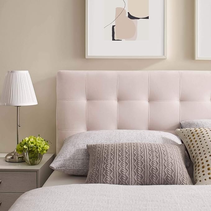 Modway Lily Queen Biscuit Tufted Performance Velvet Headboard, Pink