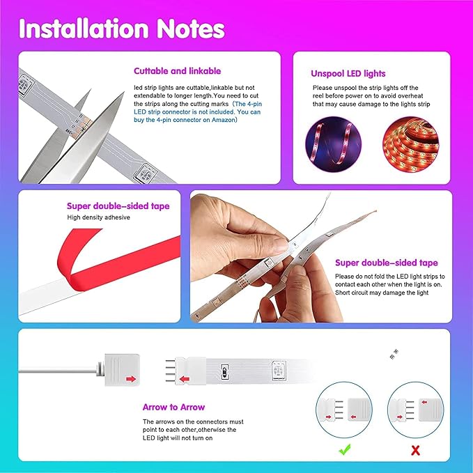 Tenmiro Led Strip Lights 130ft (2 Rolls of 65ft) Smart Light Strips with App Control RGB Led Lights for Bedroom，Music Sync Color Changing Lights for Room Party