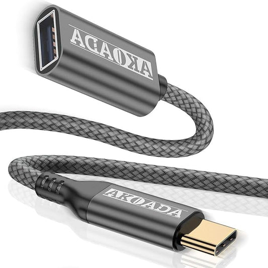 AkoaDa USB C to USB 3.0 Adapter (10ft), USB Type C Male to USB 3.0 Female OTG Cable Thunderbolt3 Compatible with iPhone 16 Pro Max/16 Plus/16/15, iPad, MacBook Pro/Air 2023, Galaxy S24/S23/S22