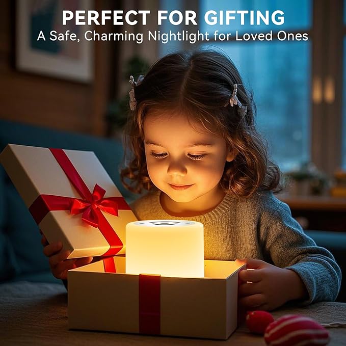 Night Light for Kids Baby, Dimmable Touch Lamp for Nursery, 11 RGB Colors 5 Brightness, Portable Rechargeable Bedside Table Lamp for Nightstand, Kids Night Light for Bedroom Living Room, Silver