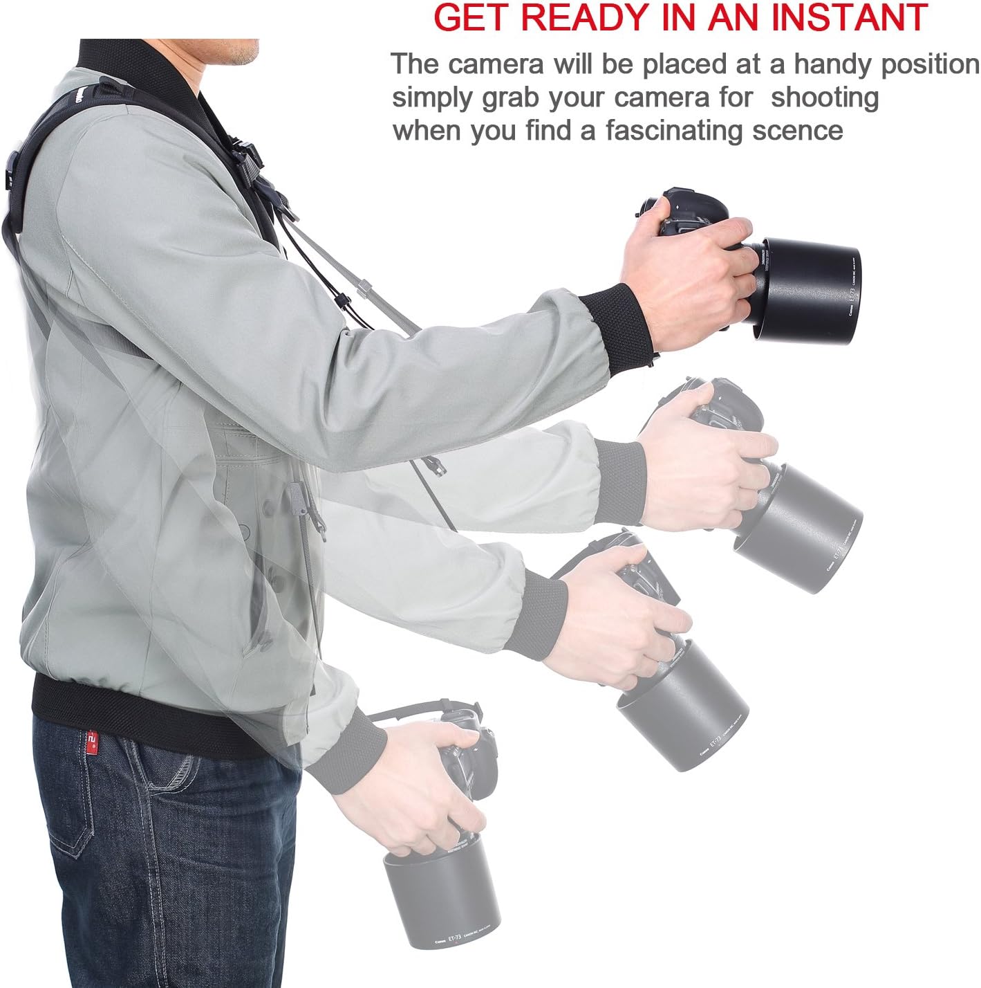 Ztowoto Double Shoulder Camera Strap Harness, Quick Release Adjustable Dual Tether Strap for DSLR SLR Cameras