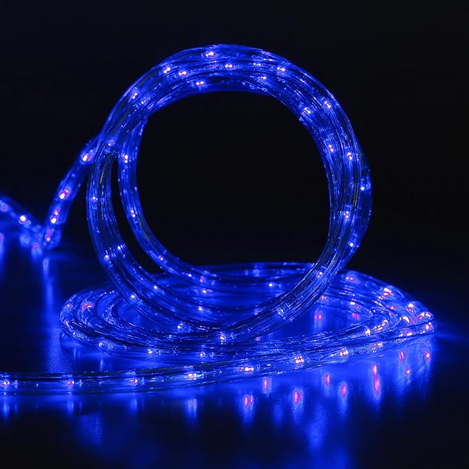 Blue LED Rope Light, 20Ft LED Strip Lights Outdoor Waterproof Decorative Lighting for Indoor/Outdoor Decorations, Deck, Patio, Party and Bedroom Decorations