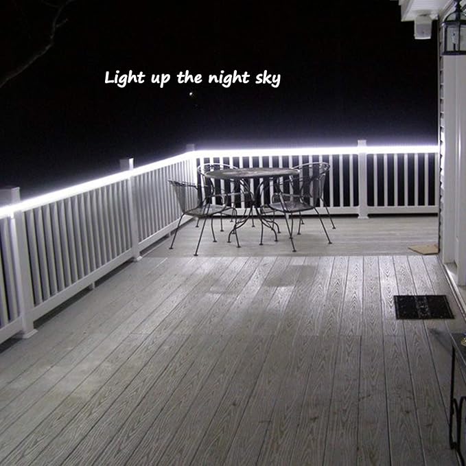LED Rope Lights, 16ft Daylight White Strip Lights with Clear PVC Jacket, Connectable and Flexible, Waterproof for Indoor Outdoor use, 110V Plugin Tape Lighting with High Brightness 3528 LEDs