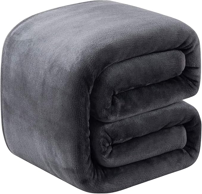 Richave Fleece Blanket Twin/Twin XL Lightweight Extra Long Throw for The Bed Warm Sofa Blanket 66" x 90"(Dark Grey Twin)