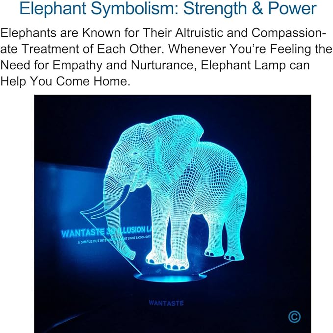 Elephant 3D Decor Lamp with Remote, Toys for Girls Boys Room, 7 Colors Changing Night Light Bedside Gifts for Kids Baby
