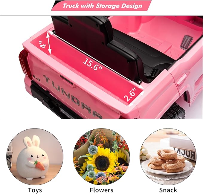 Electric Car for Kids, Licensed Toyota Tundra 12V Electric Truck, Off-Road Kids Car w/Remote, Spring Suspension & 3 Speeds, LED Headlights, Ride-On Toys for Boys/Girls