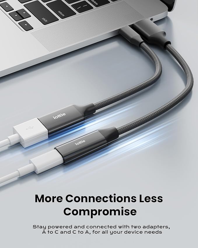 iOttie USB C to A Adapter Pack, A to C and C to A Adapter, 2 Pack of High-Speed Data Transfer Adapters with Fast Charging Support, OTG Support, and Nylon Braided Cable