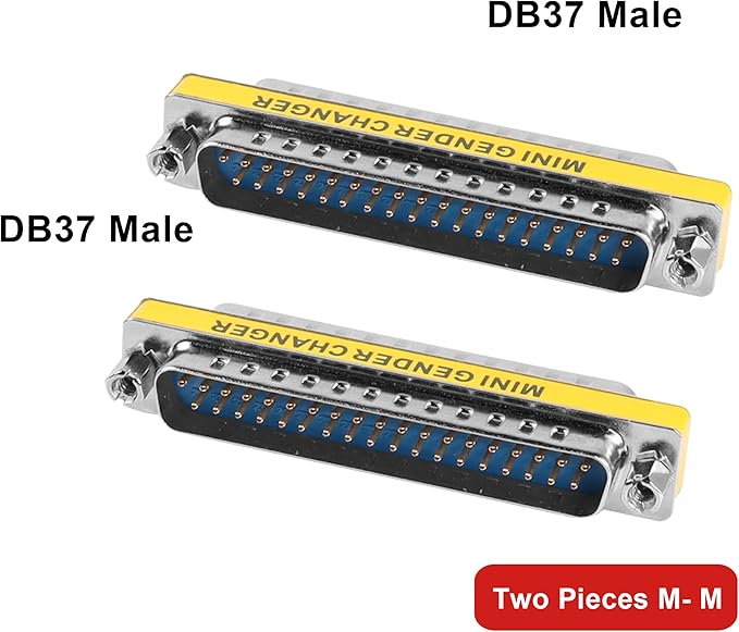 MEIRIYFA DB37 37 Pin Gender Changer D-SUB 37Pin Male to Male Coupler Serial Cable Gender Changer VGA Adapter Connector-2PCS (Male)