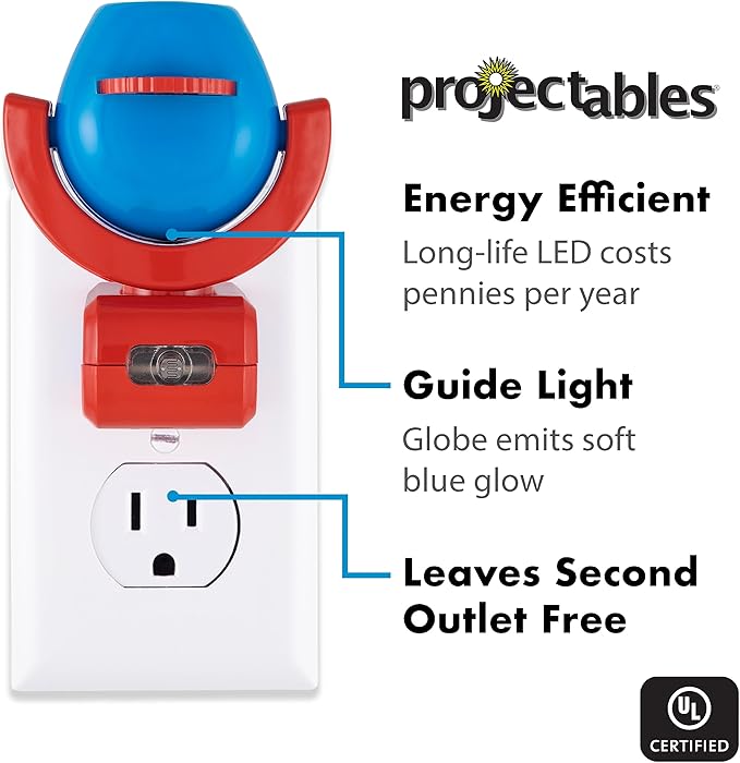 Projectables Disney Mickey and Minnie Mouse Night Light LED Projector, Plug-in, Dusk-to-Dawn Sensor, for Kids, Baby, Boys, Girls, Nursery, Toy Room, Playroom, Bedroom, 67164