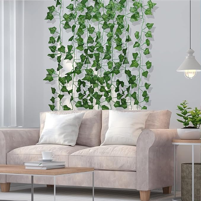 RECUTMS Fake Vines 24 Pack 173 FT Artificial Ivy Leaves Wall Decor Leaf Plants Greenery Garland Hanging Plant Vine Fake Leaf Vines for Room Garden Office Wedding Wall Decor