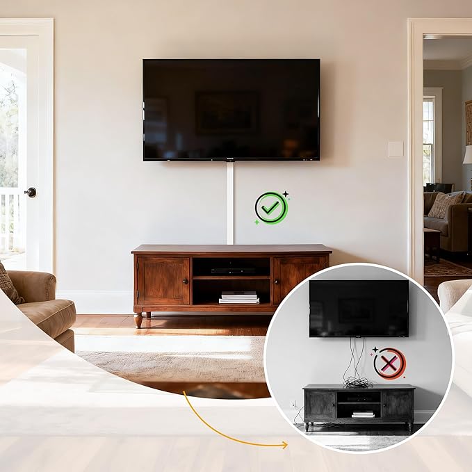 113.4in Cord Hider Kit, Cord Covers for 1 Wire on Wall, Self-Adhesive Cable Hider Wire Covers for Cords on Wall, Paintable Cord Hider for Walls Mount Tv, Cable Cover Raceway, W0.59 H0.4in, White