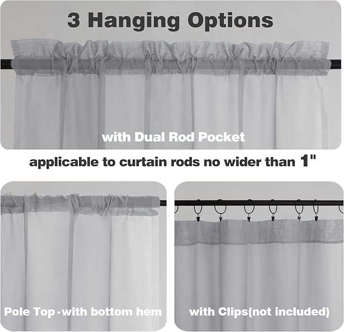 Chyhomenyc Light Grey Sheer Curtains 78 Inches Long 2 Panels Set for Living Room, Light Filtering Voile Lightweight Bedroom Curtains, Rod Pocket Solid Window Treatment Drapes, Each 42W x 78L