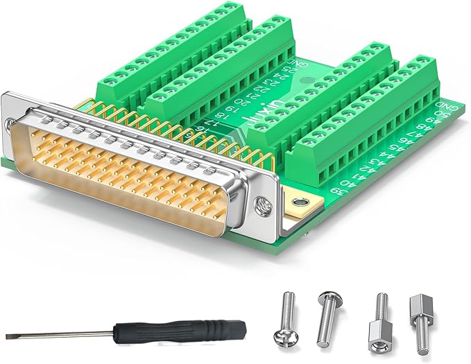 DB50 Male Connector to Terminal Block, HDB50 Breakout Board No Soldering Needed D-SUB 50-pin Adapter to Terminal Connector Signal Module with Bolts Nuts