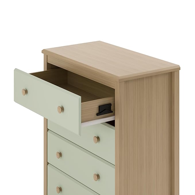 Storkcraft Alpine 4 Drawer Dresser (Driftwood with Sage) – GREENGUARD Gold Certified, Kids Storage Organizer, Modern 4 Drawer Chest for Bedroom, Must-Have Nursery Storage