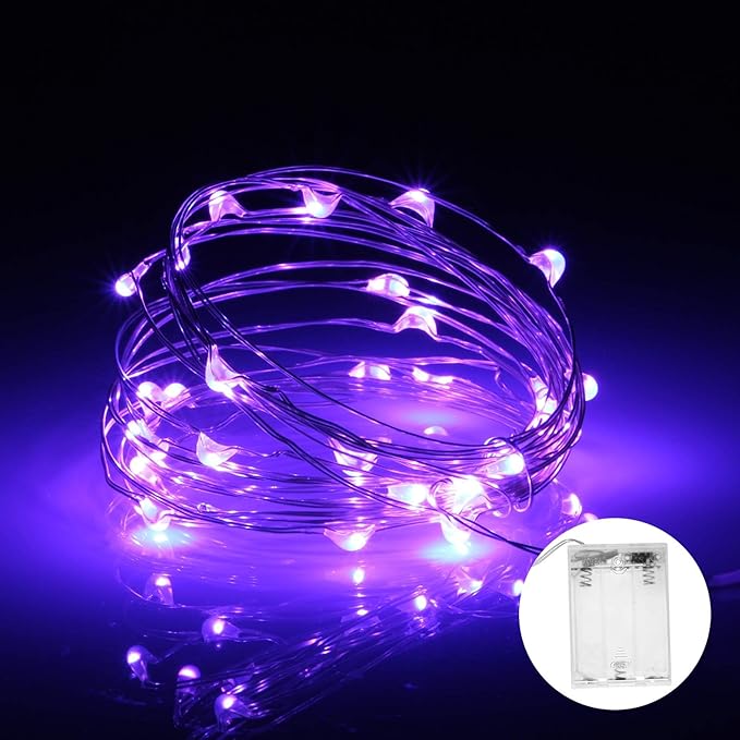 led Fairy Lights Waterproof 16.4ft String Lights Battery Operated for Wedding, Home, Garden, Party, Christmas Decoration, Purple