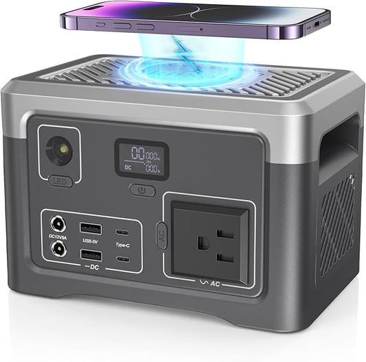 Portable Power Station 192Wh Outdoor Generator with AC Outlet 100W(200W Surge) Power Bank for Home Backup Outdoor Emergency RV Van Hunting, 3.9lb, Music Player&LED Lights LiFePO4 Battery