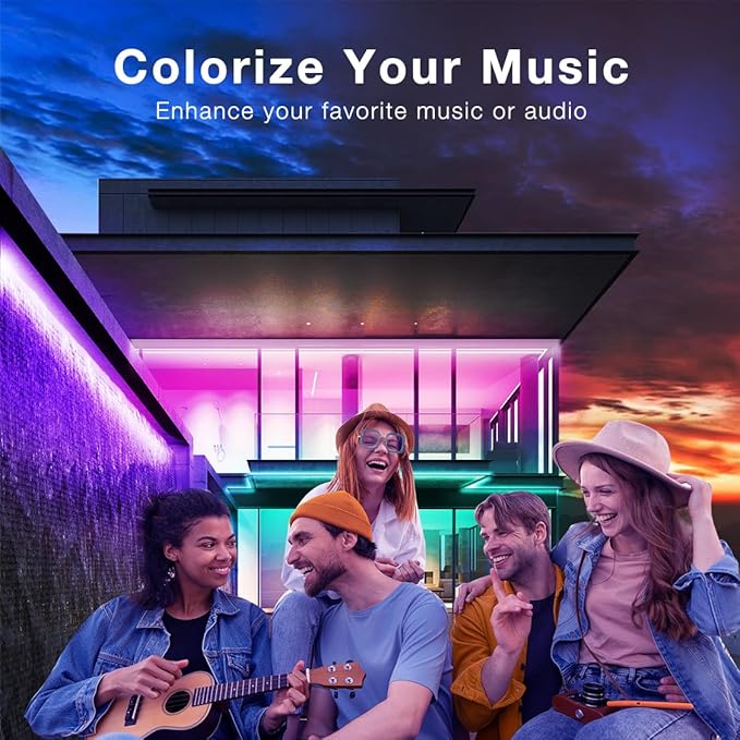 DAYBETTER Outdoor Led Strip Lights Waterproof, Smart LED Lights Work with Alexa and Google Assistant, WiFi App Control DIY Multiple Color Changing Lights Music Sync, LED Lights for Bedroom 32.8 ft