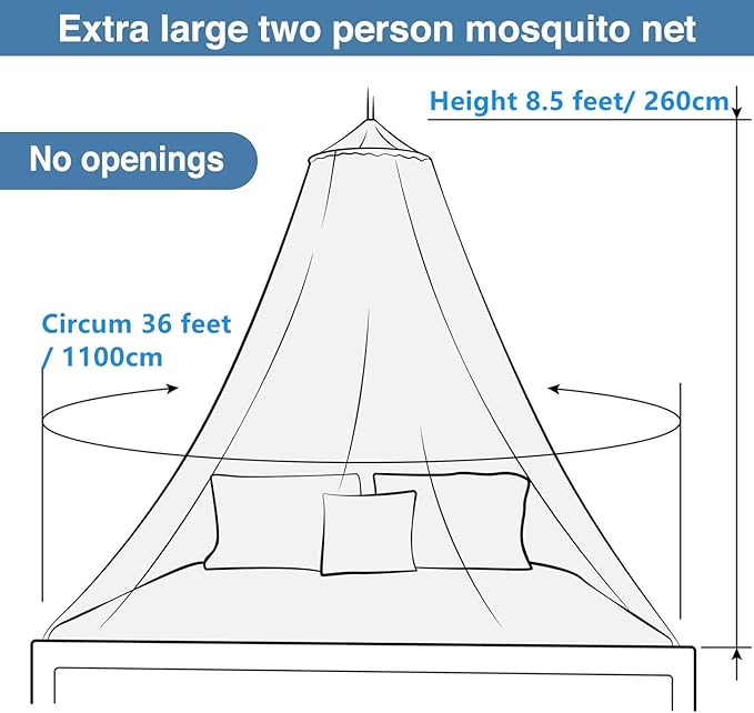 AIFUSI Mosquito Net for Single to King Size Bedroom by Quick and Easy Installation System Protection for Any Outdoor Indoor Derocate Lover