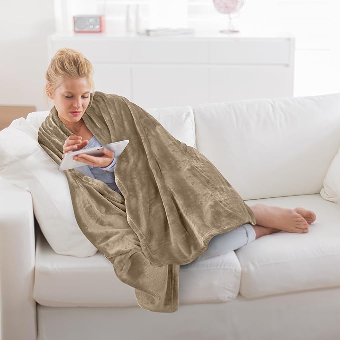 Utopia Bedding Fleece Blanket Throw Size Camel 300GSM Luxury Anti-Static Fuzzy Soft Microfiber Blanket for Couch, Sofa and Bed (60x50 Inch)