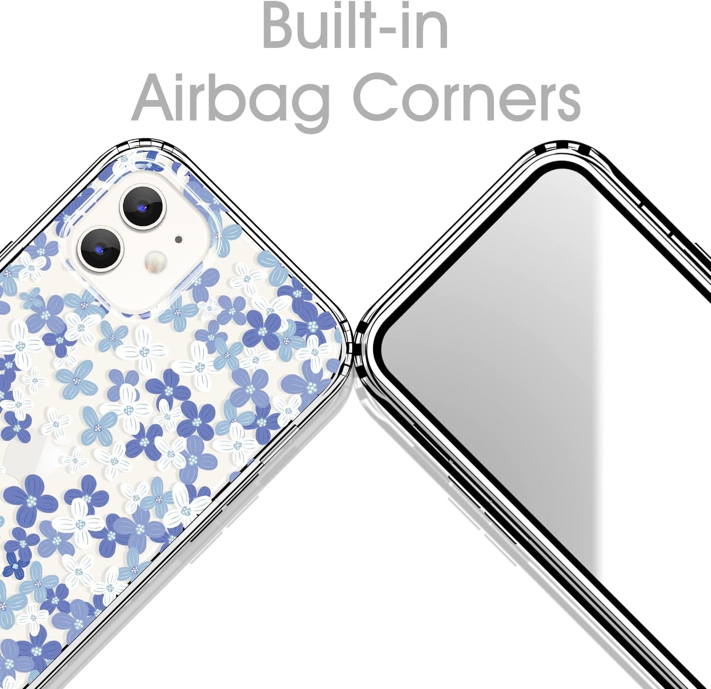 Floral Design Clear Case for iPhone 11, Cute Slim TPU Cover + Shockproof Bumper for Women and Girls (Simple Elegant