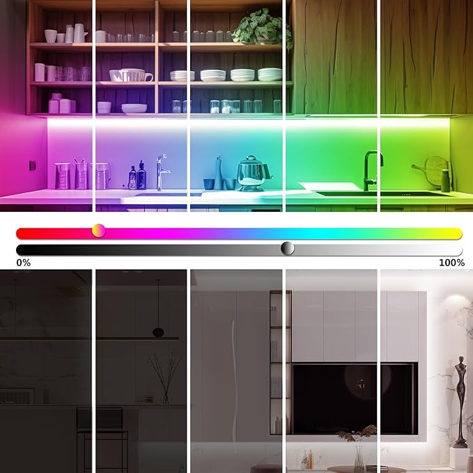phopollo COB LED Strip Lights, Multi-Color 576 LEDs/m High Density Flexible 24V Led Lights with RF & App Control, LED Lights for Bedroom, Kitchen, Cabinet Lighting-16.4ft