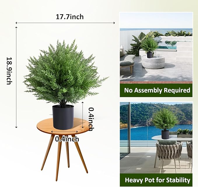 Artificial Topiary Bushes for Outdoors with Spike, Christmas Tree, UV Resistant Faux Plants for Indoor Outdoor Fall Winter Decor (Heart Crpress Topiary with Pot-2 Pack)
