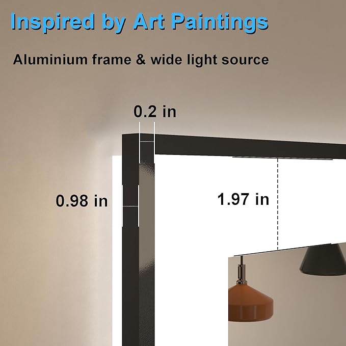 24 x 36 Inch LED Bathroom Mirror with Black Frame, Lighted Bathroom Mirrors for Vanity with Super Bright Front Light + Backlit, Anti-Fog, 3 Colors Stepless Dimmable Motion Sensor Smart Restroom Mirror