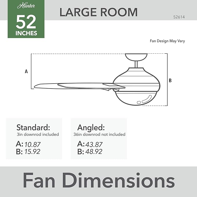 Hunter 52614 Aerodyne Ceiling Fan 52 inches Dove Grey