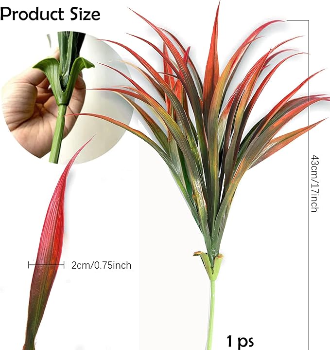 12 Pcs Artificial Outdoor Plants UV Resistant Tall Fake Grass Plants Bushes Faux Tropical Flowers Décor Fall Winter Summer Planters Patio Front Door Porch Plastic Greenery & Shrubs Decoration