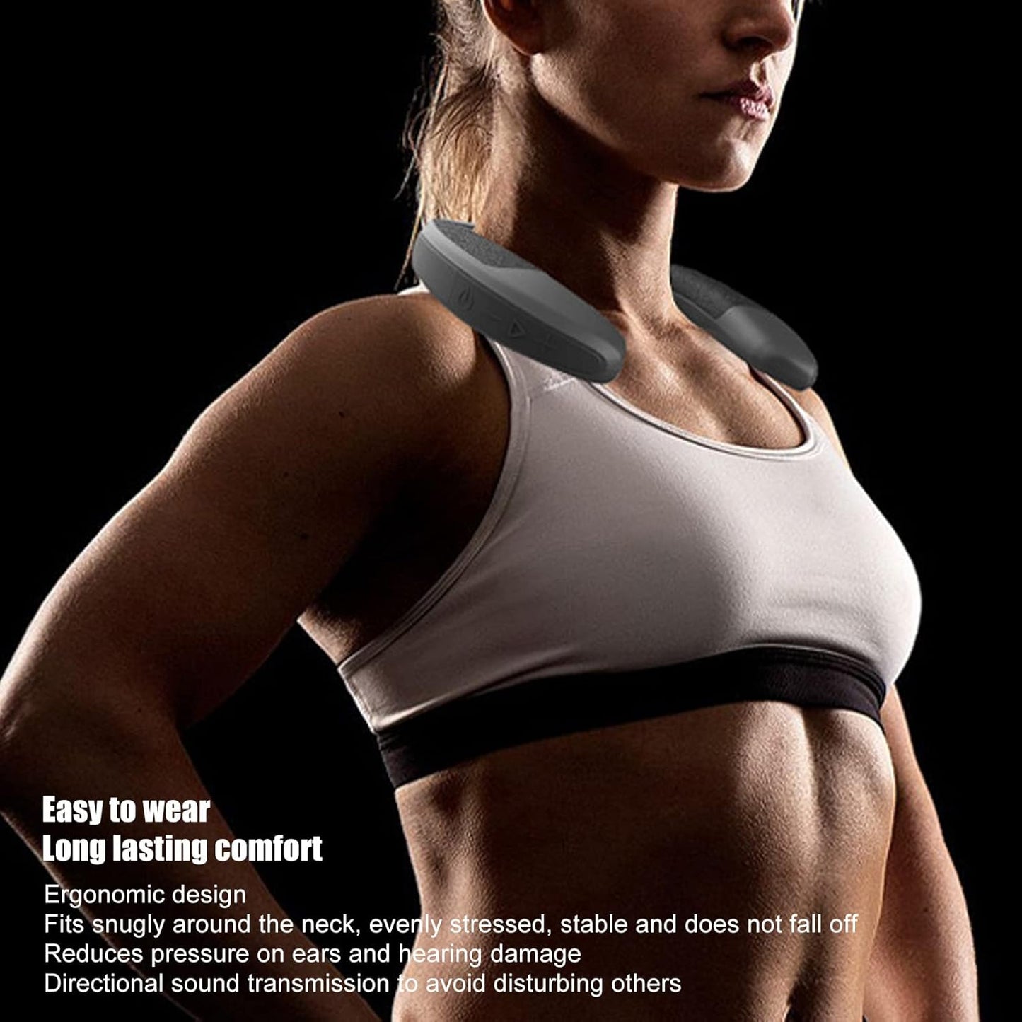 Yoidesu Neckband Portable Bluetooth Speakers, Bluetooth 5.3 Wearable Speaker with 3D Stereo Surround Sound for Cycling