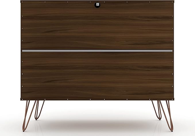 Manhattan Comfort Rockefeller 3 Drawer Dresser for Bedroom Storage, Nursery, Closet, Living Room, Entryway, TV Stand for Screens up to 32 Inches, Anti-Tip Kit Included, Set of 2, Brown